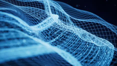 flowing particles with glowing lines, 3d rendering.