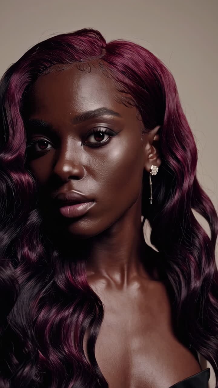 Woman with beautiful red curly wig