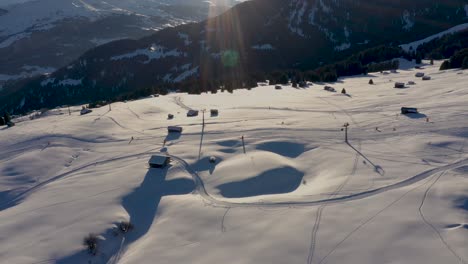aerial view of skiers on ski slopes