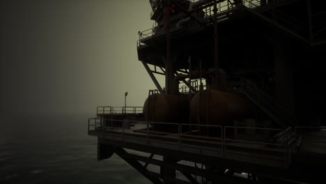 oil rig platform in fog