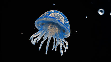 vibrant jellyfish in dark ocean animated overlay, transparent 4k video, alpha channel, prores 4444