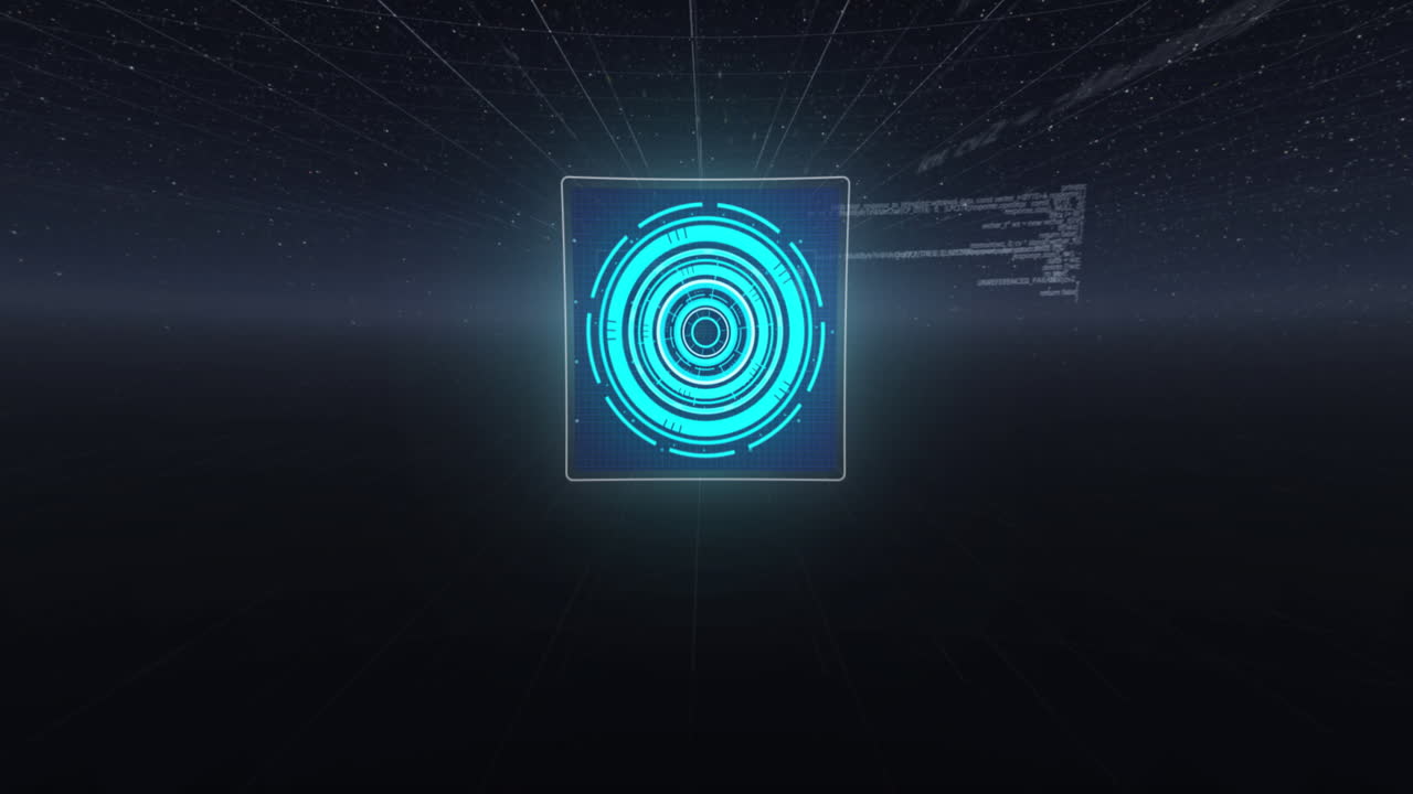 animación de texto de 6g, procesamiento de datos y alcance en pantallas sobre fondo azul oscuro