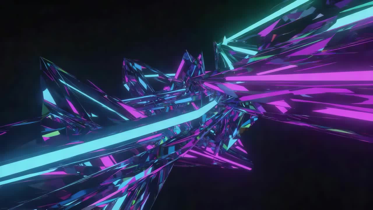 Abstract Neon Crystal Shards