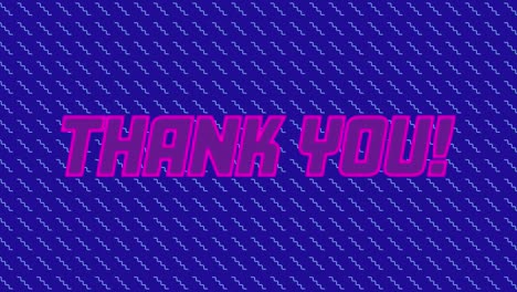 animation of thank you text over moving shapes on blue background