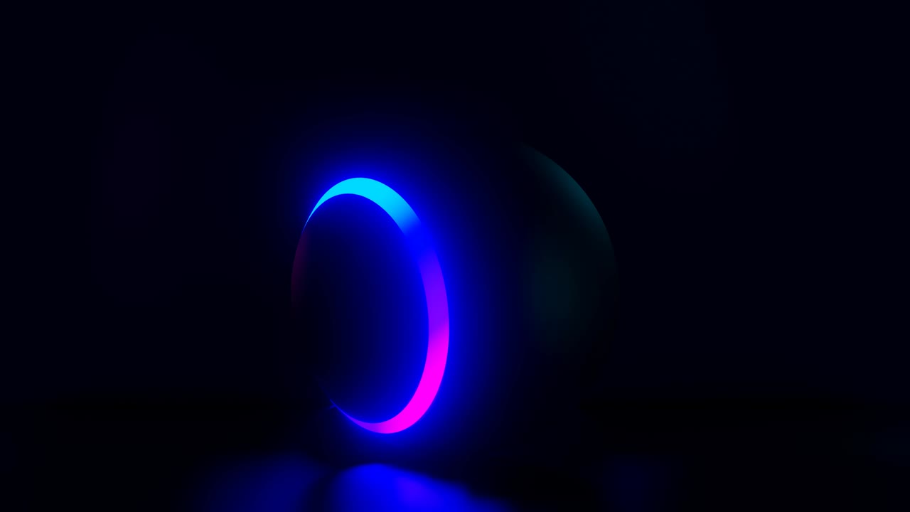 빛나는 네온 색의 4k 루프 애니메이션 빛 구, 레이저 쇼