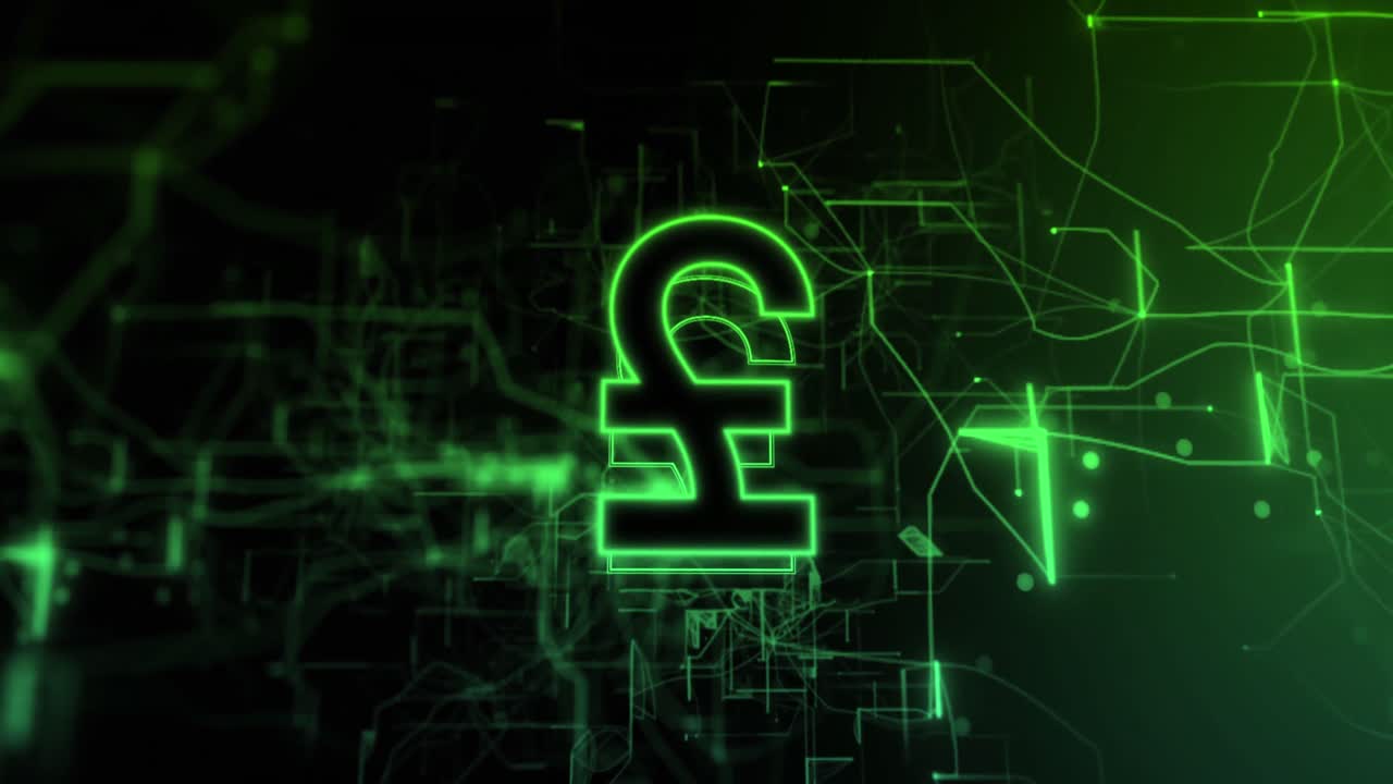 animación del símbolo de la libra sobre un fondo negro