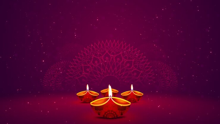 Happy diwali greetings background with copy space traditional festival fireworks animation celebrate