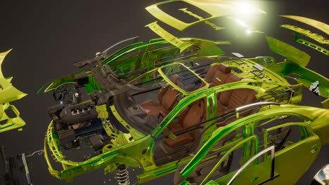 Disassembled Car with Visible Parts