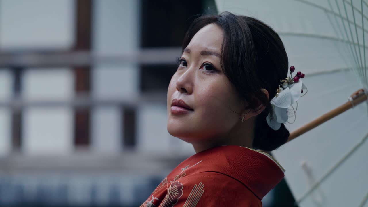 Woman in Traditional Japanese Kimono