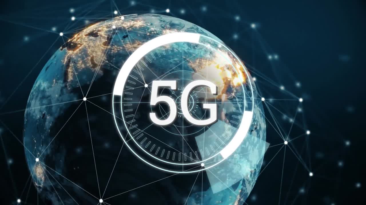 animazione delle connessioni e 5g su globo rotante