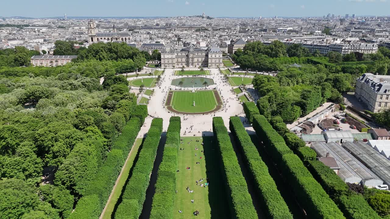 Luxembourg Gardens At Paris Ile De France In France. Luxembourg Palace. Paris Skyline Scene. Luxembourg Gardens At Paris In Ile De France France. Beautiful Leisure Park. Tourism Landmark.
