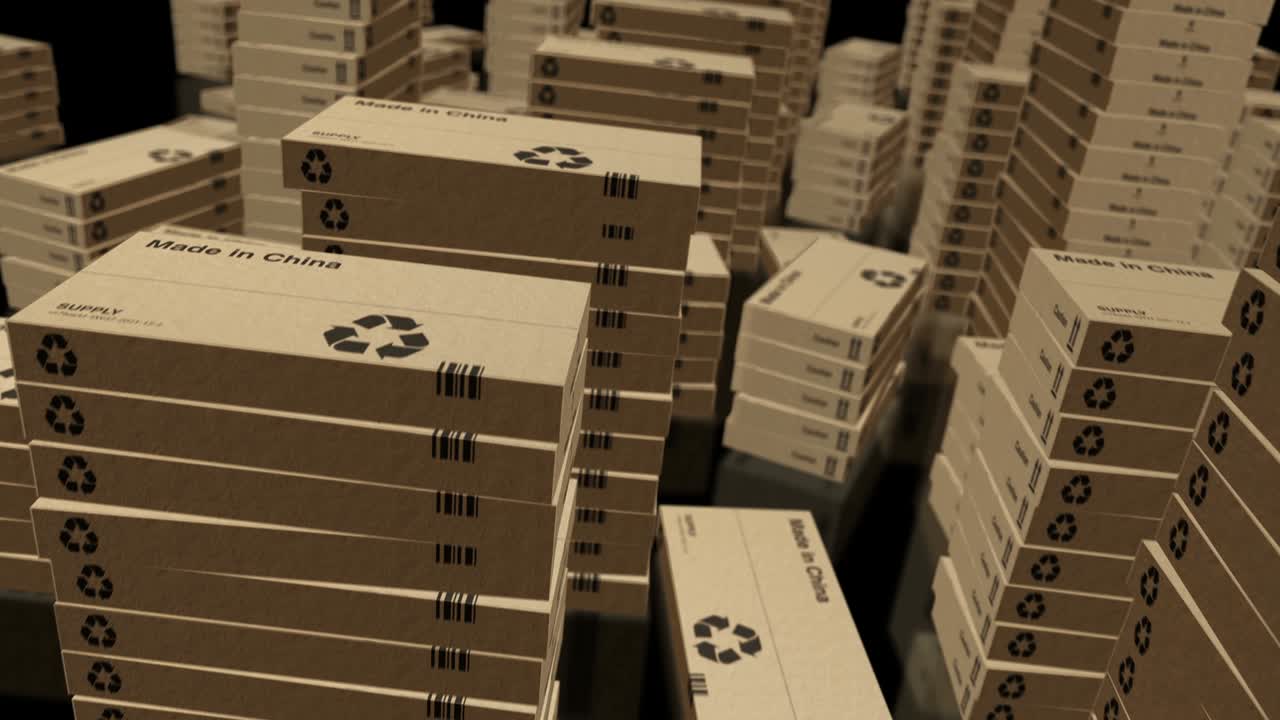 중국에서 만들어진 박스  프로덕션 루프 애니메이션