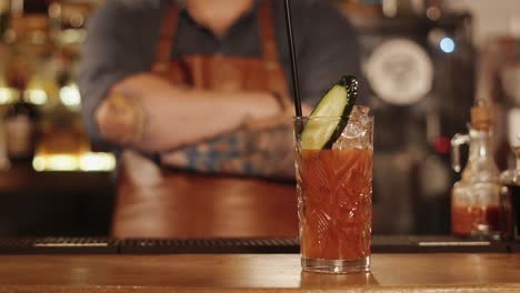 bloody mary cocktail at a bar