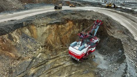 open pit mining operation with large excavator