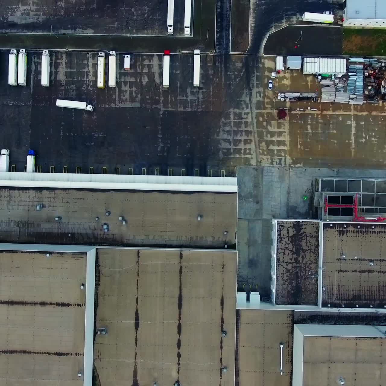 Modern factory from the air. Exterior of the modern plant from above. Span over the new facility