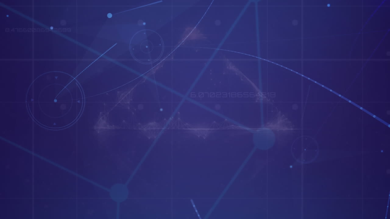 animación de la red de conexiones sobre la red sobre fondo púrpura