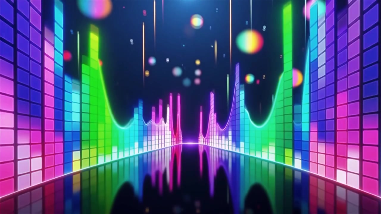 Futuristic Rainbow Neon Music Equalizer Visualizer Background