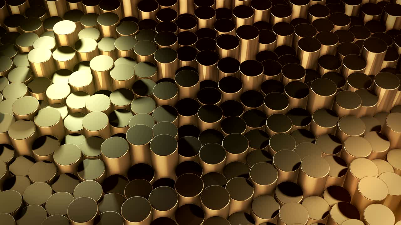 superficies de oro geométricas cilíndricas abstractas en el espacio virtual