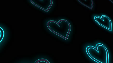 blue hearts pattern with neon