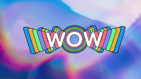 Digital animation of hypnotic effect wow text against colorful moving background