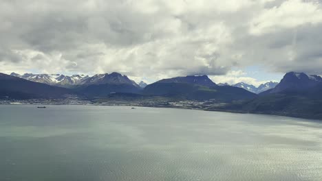 Passenger-POV-from-airplane-descending-towards-runway-at-Ushuaia-Malvinas-International-airport