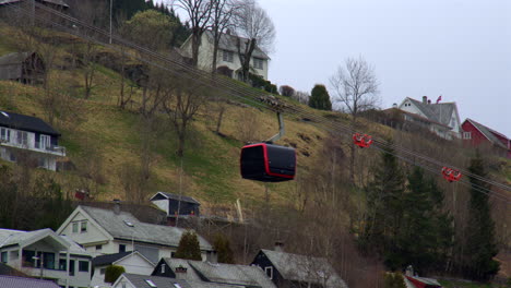 shot of the voss gondola going up near the base station