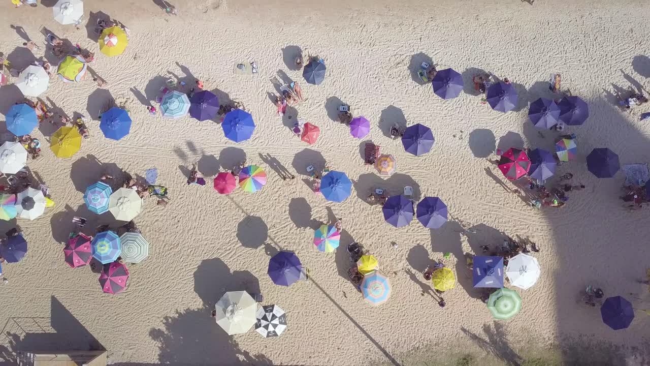 Brazilian beach with beach umbrellas&nbsp;and sand