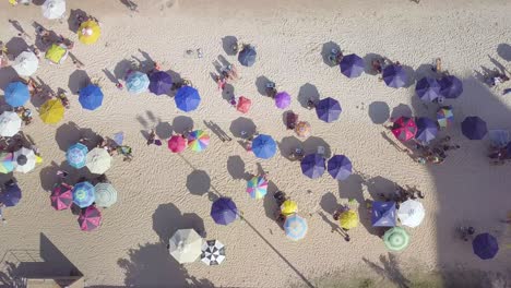 playa brasileña con sombrillas de playa y arena