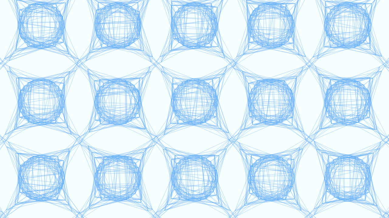 파란색과 색으로 서로 연결된 원과 선의 원형 패턴