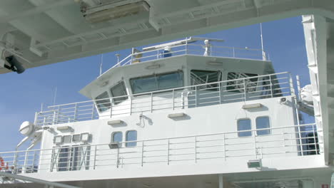 view of the captain's bridge on a ferry in norway on a sunny day, static