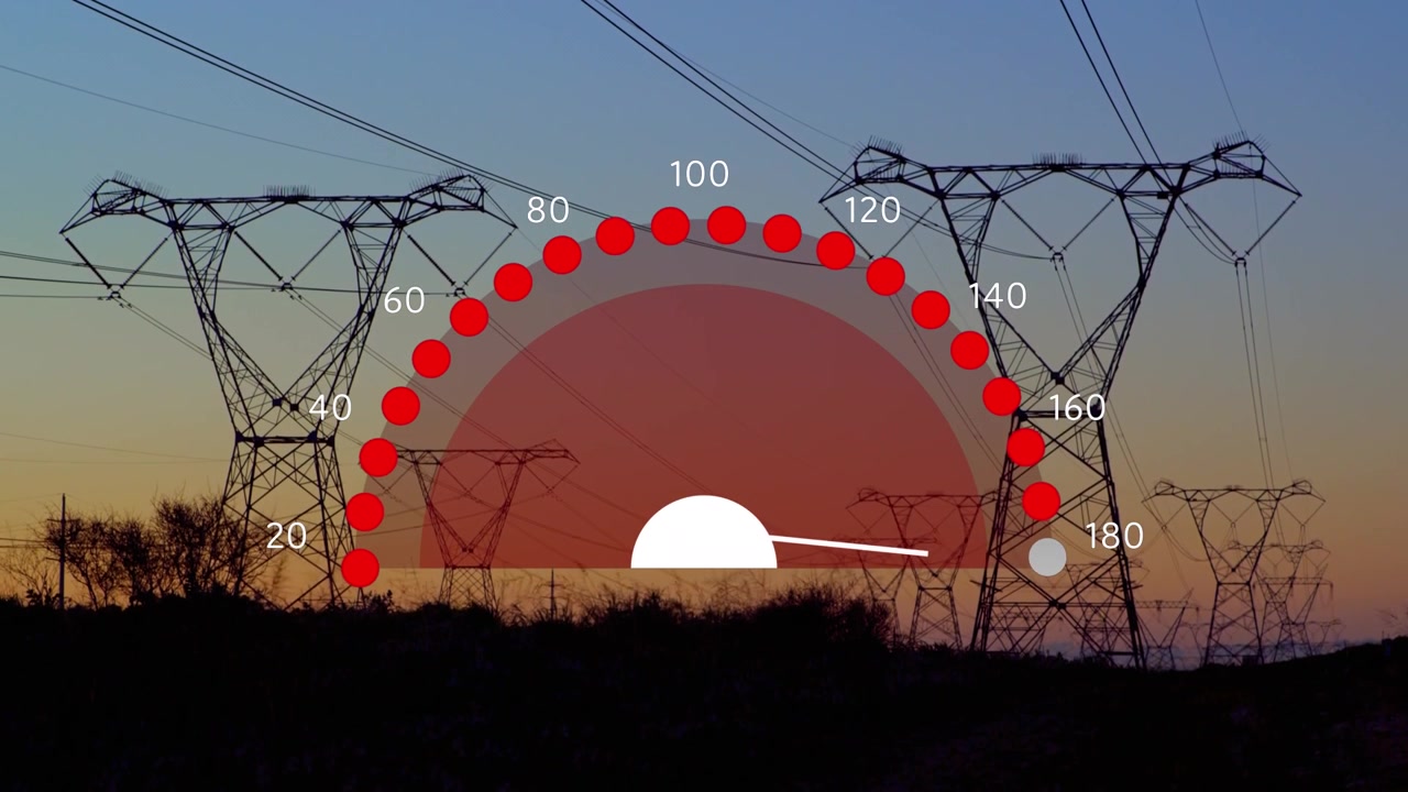 Digital Speedometer Measuring Energy Over Power Line Background