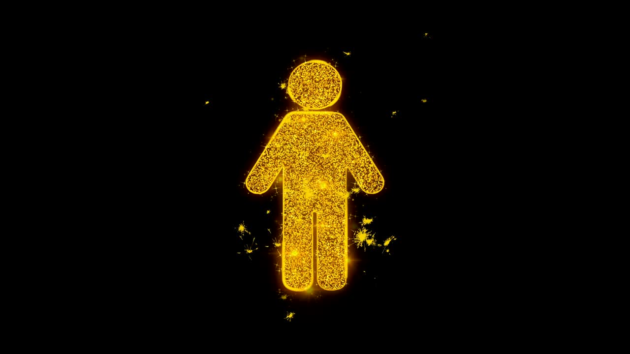 남자 남성 성 아이콘은 검은 바탕에 입자를 불꽃으로 만니다.