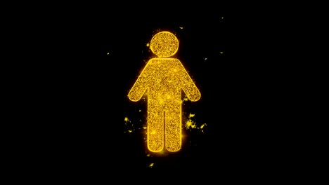 el ícono de género masculino emite partículas sobre un fondo negro.