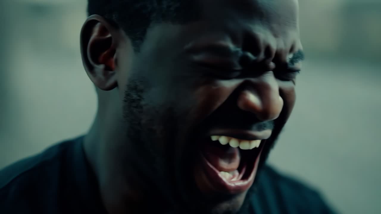 Man Expressing Intense Pain or Agony