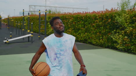 man with basketball at an outdoor court