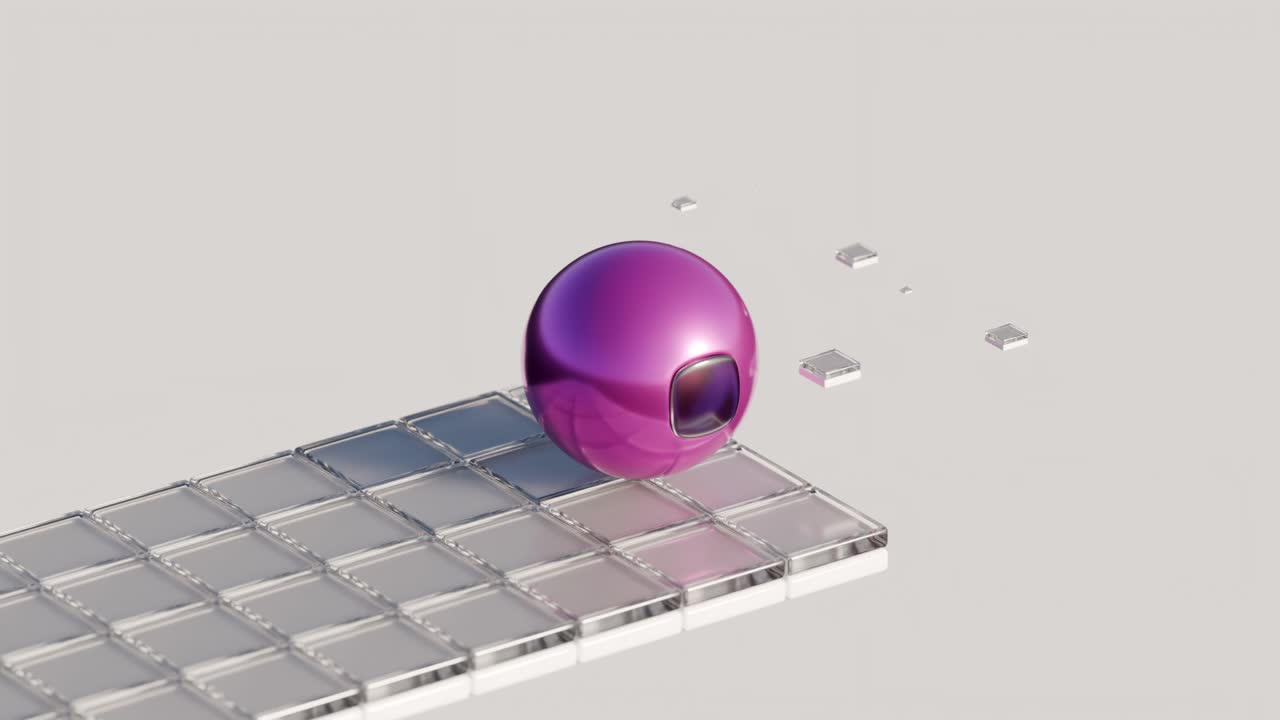 Abstract purple sphere on glass grid