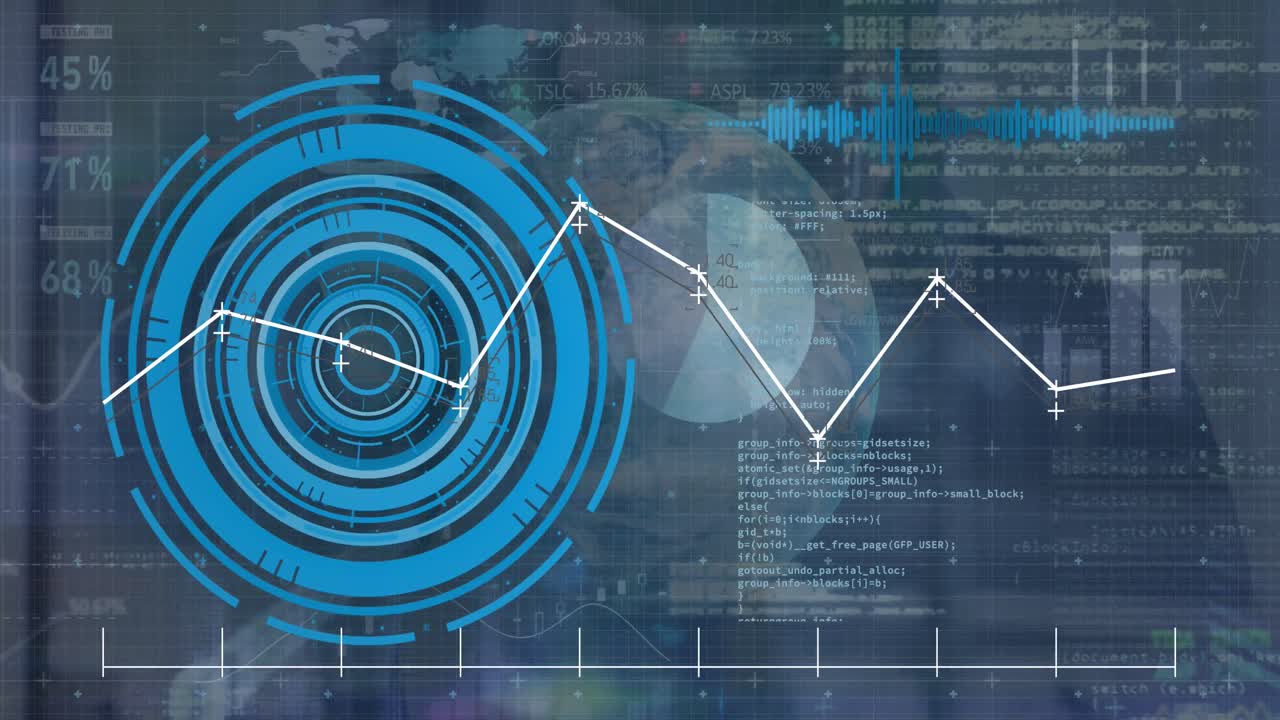animación de procesamiento de datos sobre el hombre caucásico y el globo