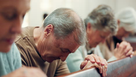 worship, prayer or old man in church for god