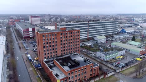 aerial view of the red brick building in narva estonia