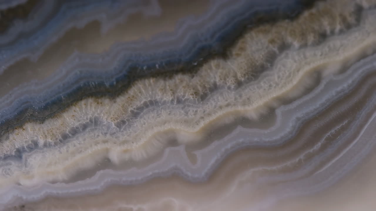 Close-up of a Natural Agate Stone with Abstract Layered Patterns