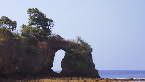 Close-up-of-the-natural-coral-bridge-at-Lakshmanpur-Beach-no-2-on-Neil-island,-Andaman-and-Nicobar-islands,-India-during-lowtide