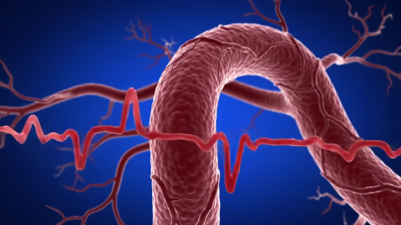 Close-Up of a Blood Vessel with Pulsating Heartbeat Visualization Highlighting the Complexity of Human Circulatory System Dynamics and Health Implications