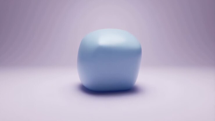 Abstract 3D Render of a Soft Blue Shape on a Purple Background