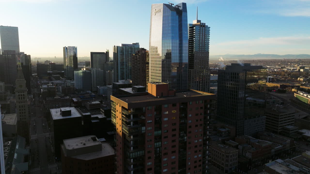 Rocky Mountain backdrop behind Denver