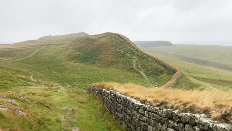 panning right across hadrian's wall in northumberland national park