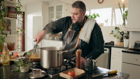 chef cooking a delicious soup