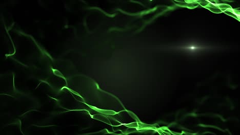 fluido abstracto, fondo líquido. imitación verde brillante de las olas, que se mueven sobre un telón de fondo negro. la luz borrosa mirada blanca está dentro de las ondas. 4k.