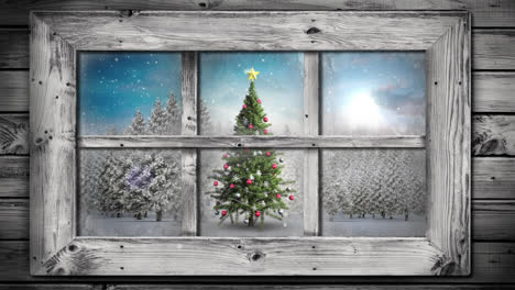 Winterlandschaft-Durch-Fenster-Gesehen