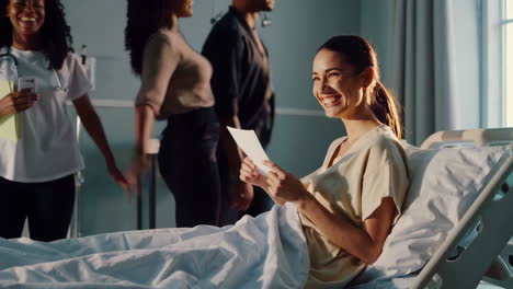 hospital patient reading medical records