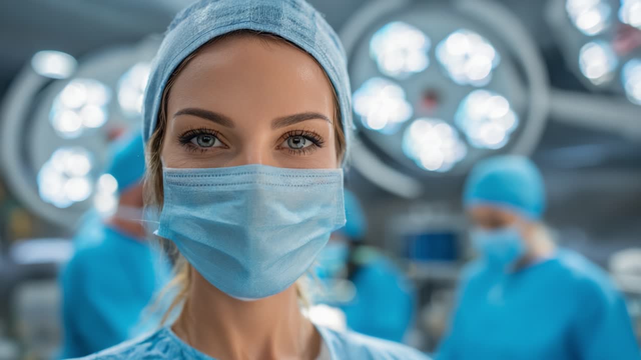 Focused and Determined: A Professional Healthcare Worker in Surgical Gear Ready for Challenges in the Operating Room Environment